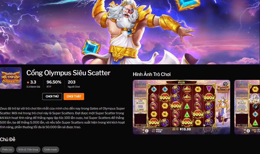 Gioi thieu game Cong Olympus Siru Scatter 188Bet