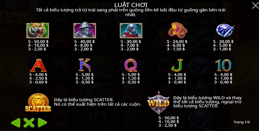 Ty le thuong game Eye of Spartacus 188Bet
